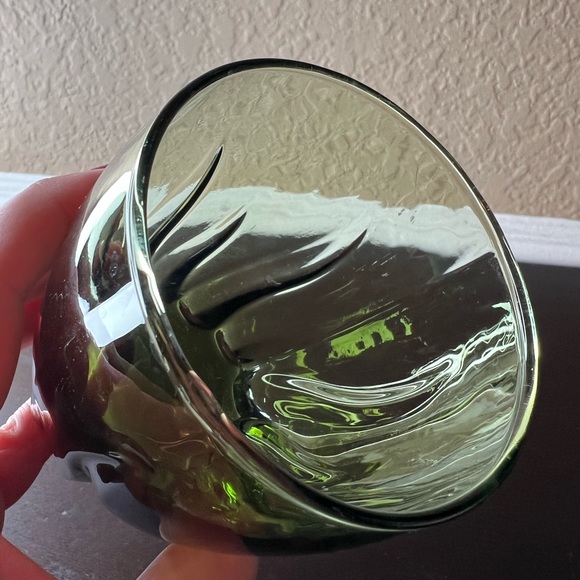 Vintage ‘Crisa’ Libbey Glass Tumbler in Olive Green w Swirls, Water Glass, Whisk - Picture 8 of 8